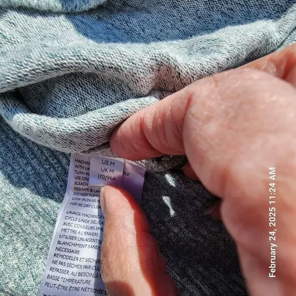 Anthropologie Saturday Sunday Women Small Sweater Green Marled Cinch Tie Sleeves - Picture 6 of 11